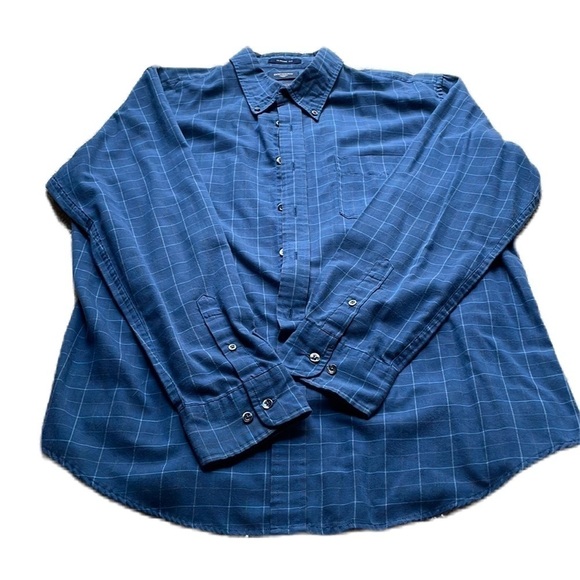Dockers stain resistant wrinkle free Xl blue button down plaid shirt - Picture 1 of 7